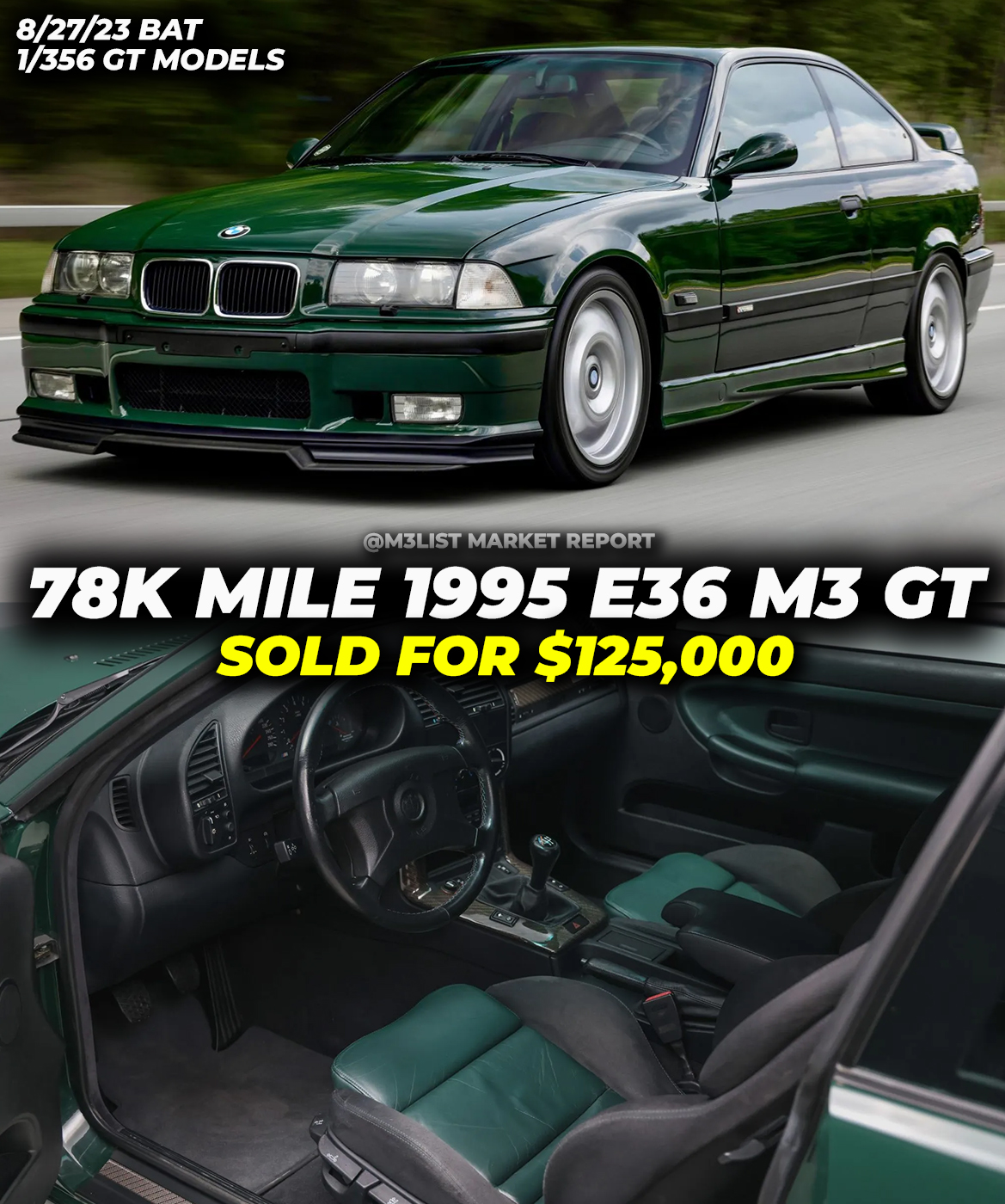 BMW E36 COUPE M3 GT – BRITISH RACING GREEN – 1995