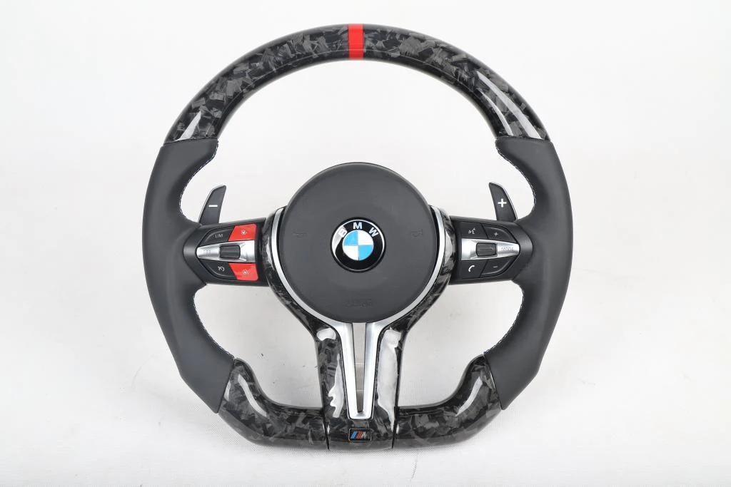 Steering wheel BMW F8X Carbon fiber/Blue alcantara/M stripe/Led screen -  Aza Auto Wheel