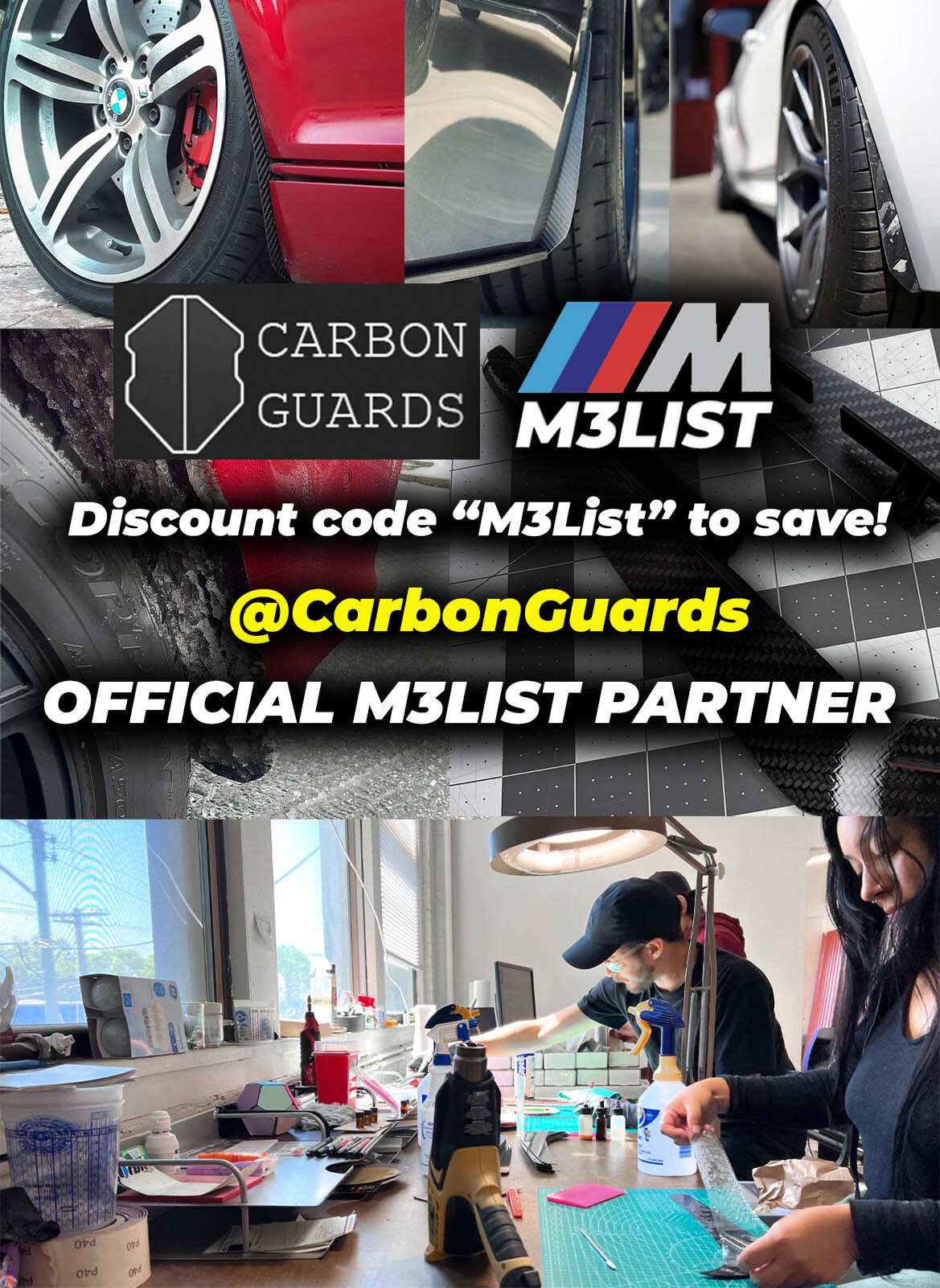 Carbon guards partners with M3List! Carbon fiber mud flaps for your BMW M3.