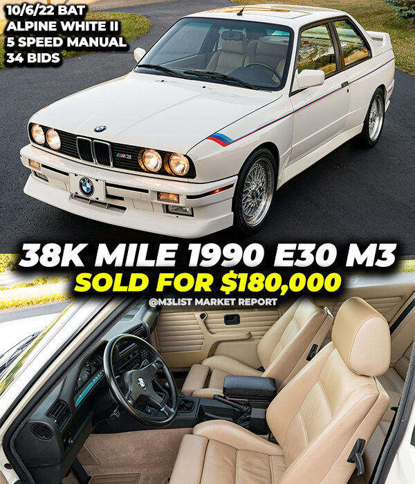 E30 M3 with 38k miles sells for $180,000!