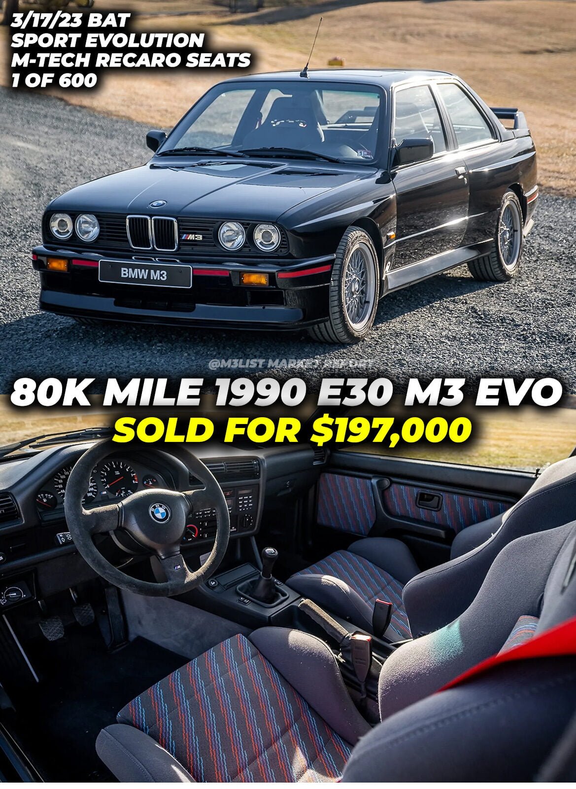 Rare E30 M3 Sport Evolution just sold for $197,000! 80k miles. Good deal or bad deal for 2023?