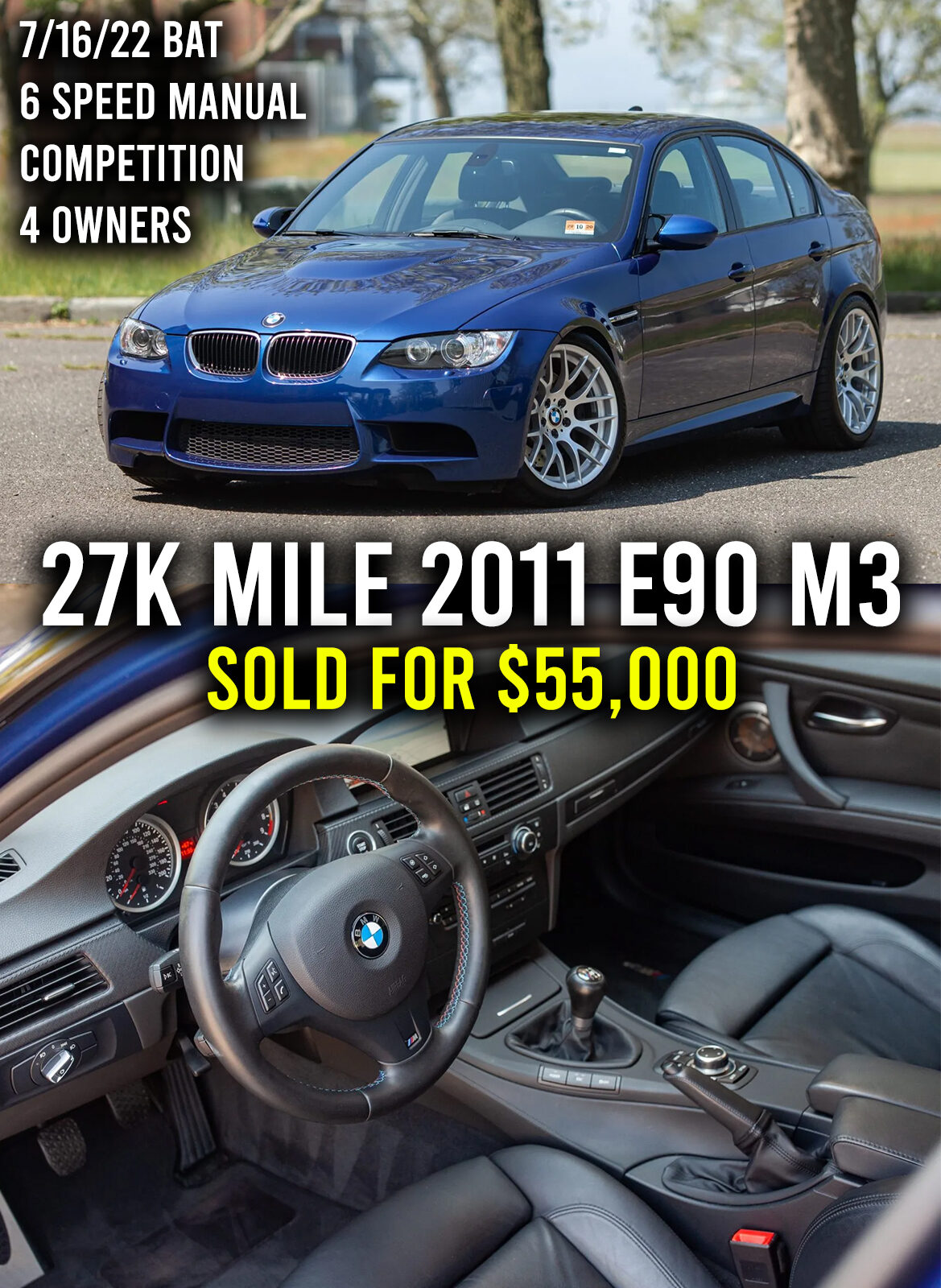 Low mile E90 M3 sells for $55,000 on Bring A Trailer