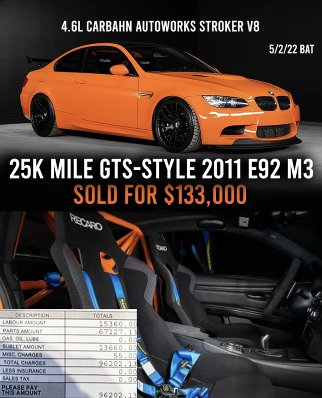 25k mile GTS-style 2011 E92 M3 sells for $133,000