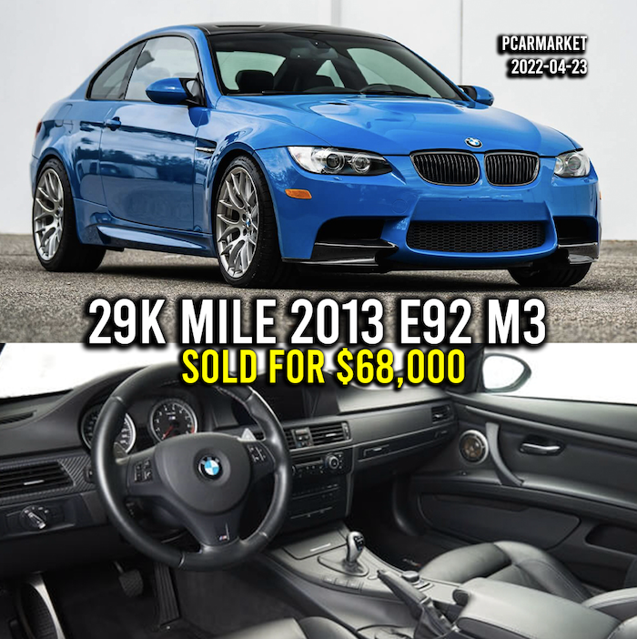 29k mile E92 M3 sells for $68,000