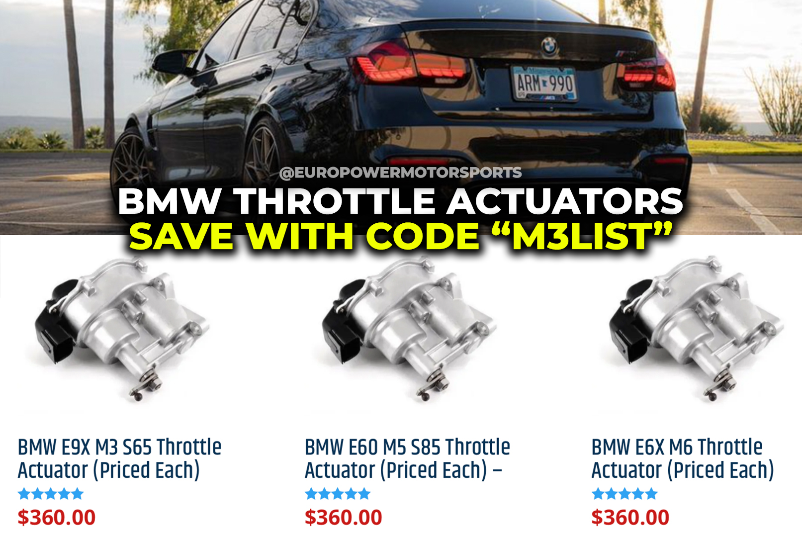 Best pricing on BMW M3 throttle actuators in 2023 with discount codes