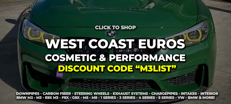 West Coast Euros partners with M3List to offer coupons and discounts in 2023 on aftermarket BMW parts