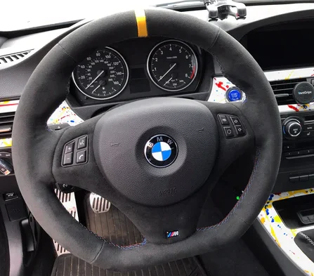 BMW E9X M3 steering wheel Mashimarho M3List orange center stripe