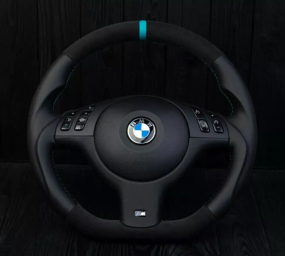 BMW Genuine Leather Custom SMG E46 M3 ZCP Steering Wheel Teal flat Bottom