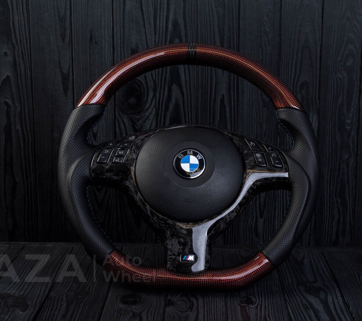 BMW M Sport E46 M3 E39 M5 OEM Custom Leather Steering Wheel Forged Carbon red