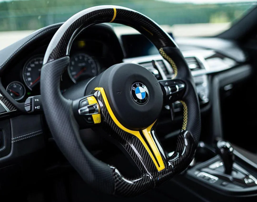 carbon fiber steering wheel for BMW M3 2023 best pricing yellow 