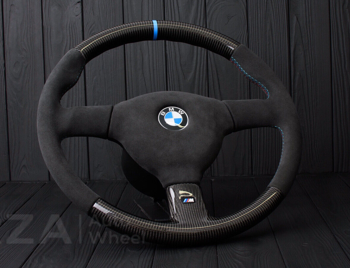 Bmw E36 M3 E34 z3 Z3m M-tech 2 steering wheel Flat Bottom Carbon fiber
