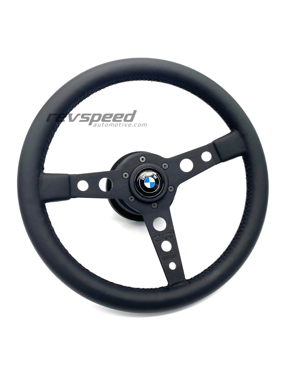MOMO Prototipo Black Edition Steering Wheel Kit with Horn Button for BMW E30 M3