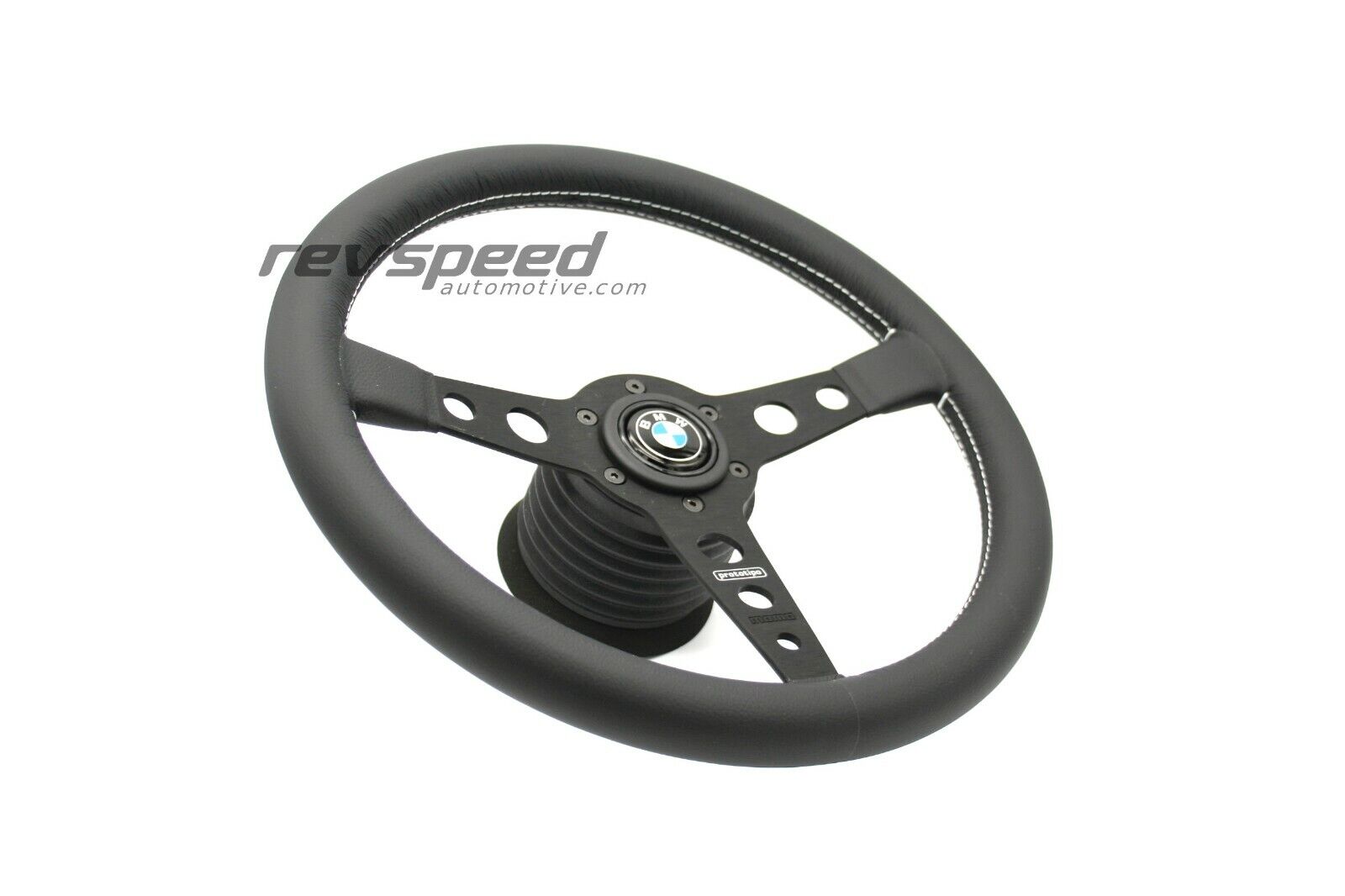 MOMO Prototipo Black Steering Wheel Kit with Horn Button for BMW E30 M3