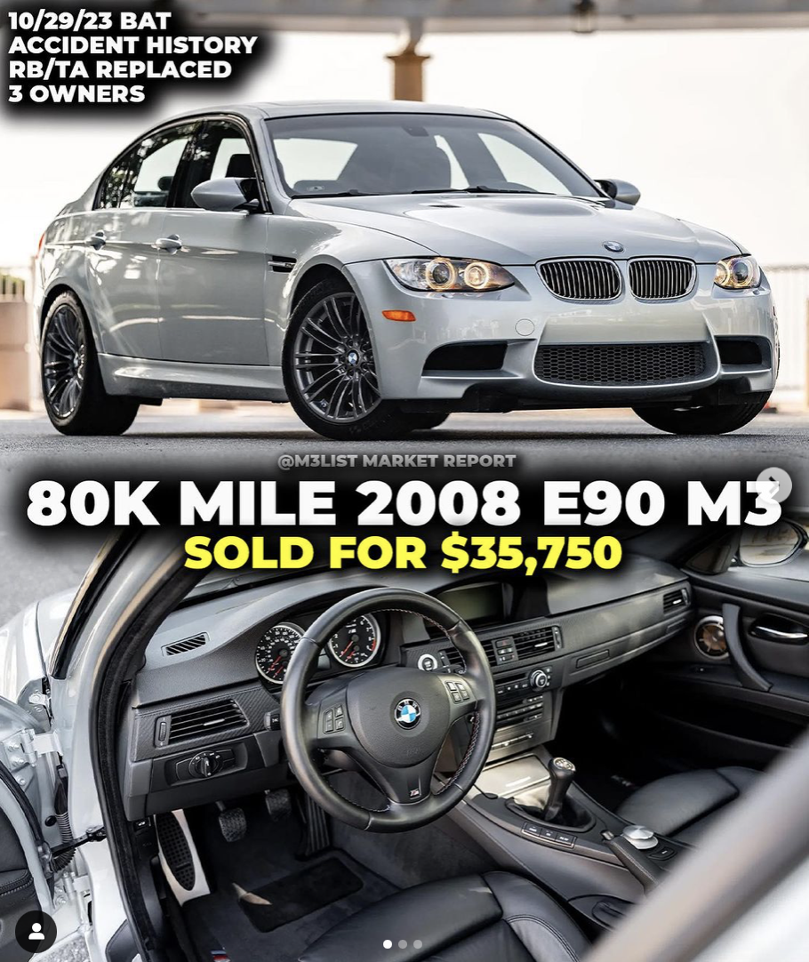 Accident history BMW E90 M3 with 80k miles sells for $35,750 M3List in 2023