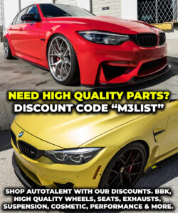 auto talent autotalent discount code BMW M3 parts modifications 2024 m3list m3parts