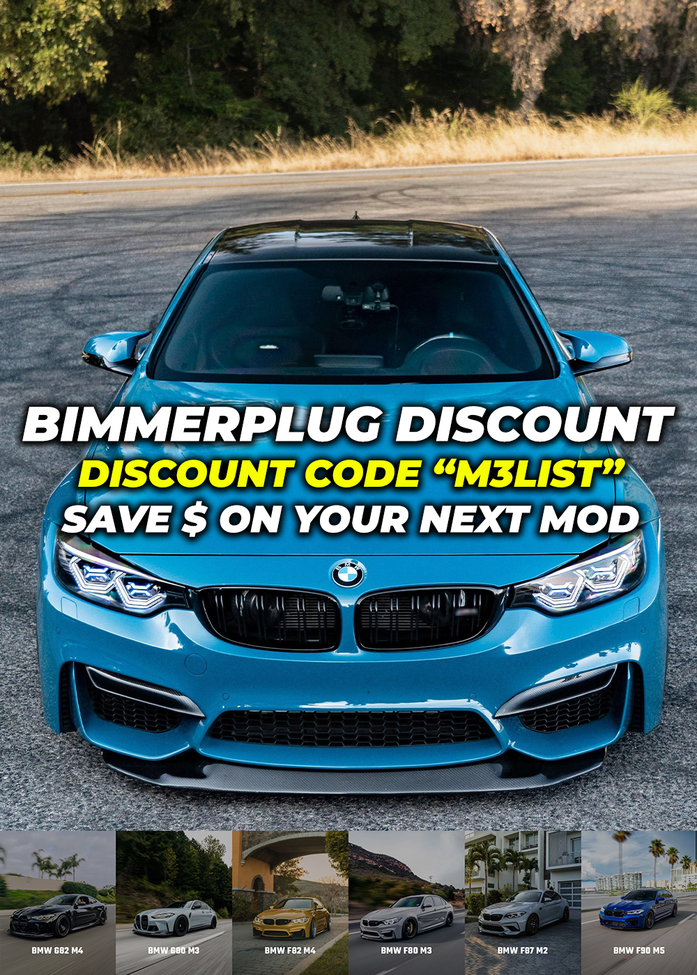 Bimmerplug discount code 2024 save on all aftermarket BMW parts and mods!