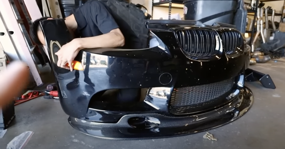 How to properly install a GT4 front lip on a BMW E92 M3 (E9x GT4 carbon fiber front splitter)