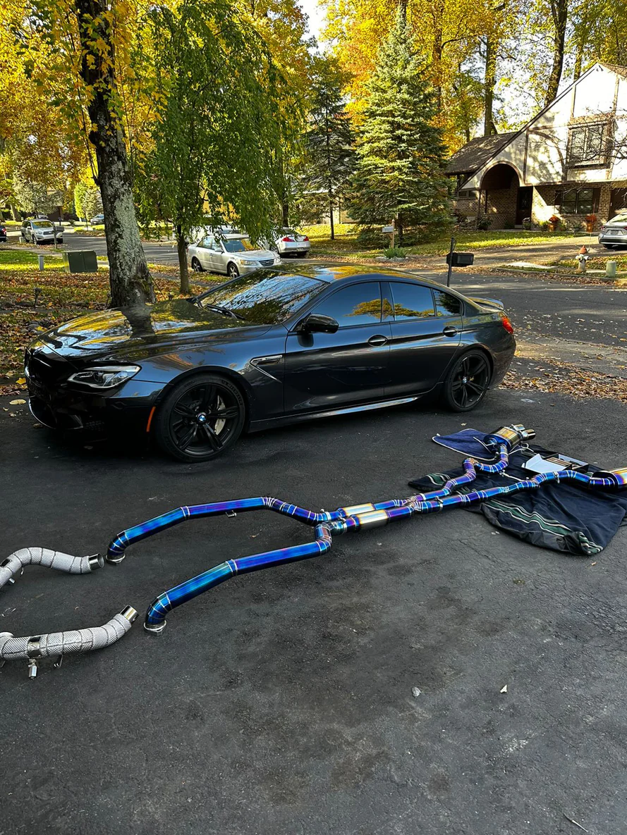 BMW F10 M5 F12 M6 F06 M6 valved exhaust system titanium open close remote butterlfy valve loud quiet muffler install driveway 4 door