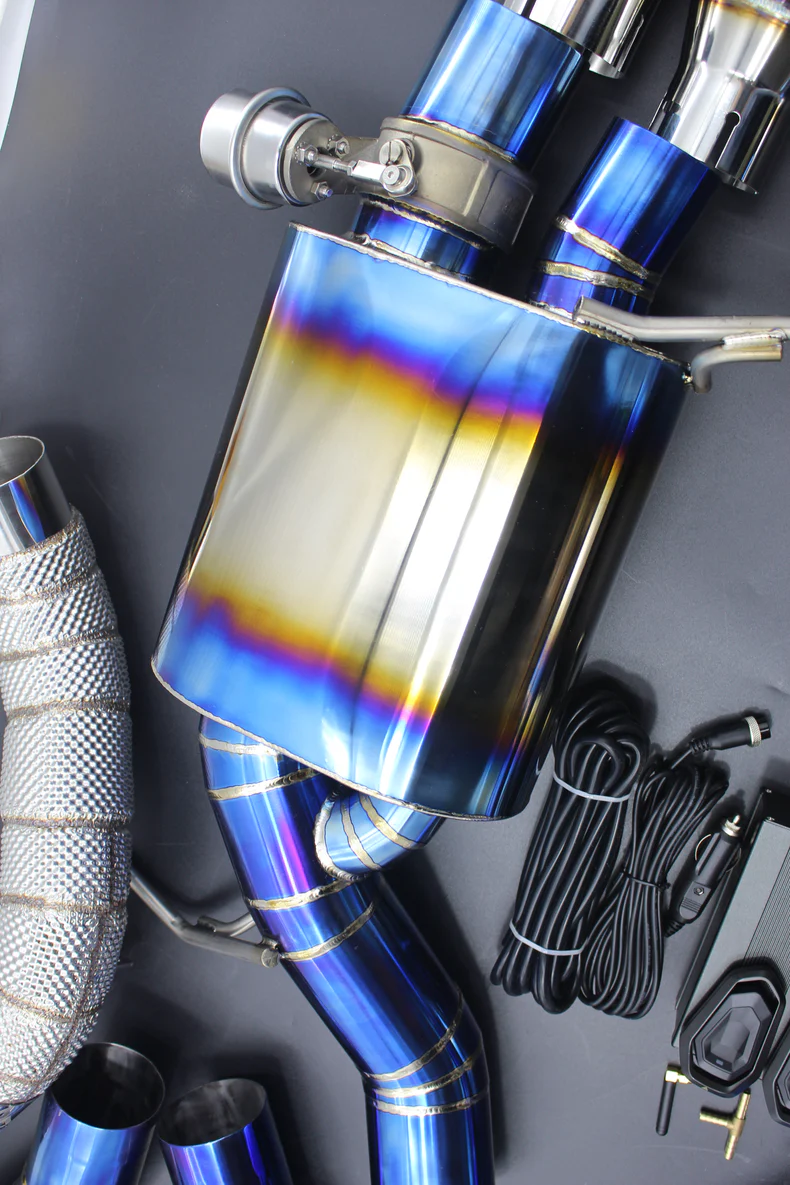 BMW F10 M5 F12 M6 F06 M6 valved exhaust system titanium open close remote butterlfy valve loud quiet muffler