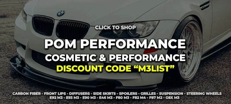 POM Performance discount coupon code 2024 m3list m3parts carbon fiber car mods