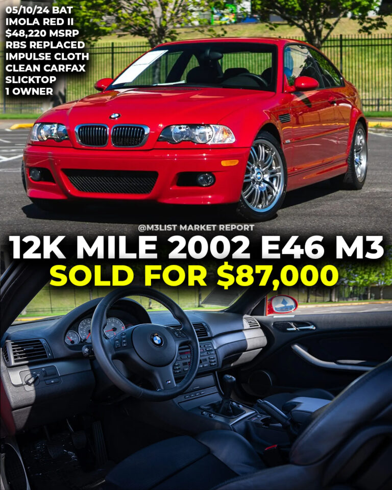 Imola Red E46 M3 low mile slicktop manual 6 speed cloth impulse interior sold bring a trailer m3list red no sunroof