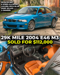 laguna seca blue e46 m3 bring a trailer slicktop sold