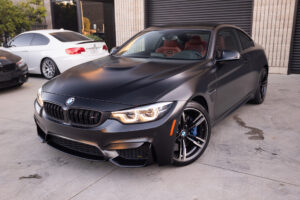 frozen black individual bmw m4 side corsa galleria glendale california matte satin