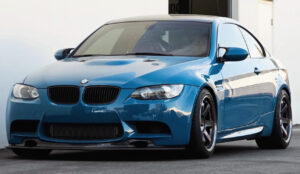 modified bmw e92 m3 blue laguna seca blue low pom performance