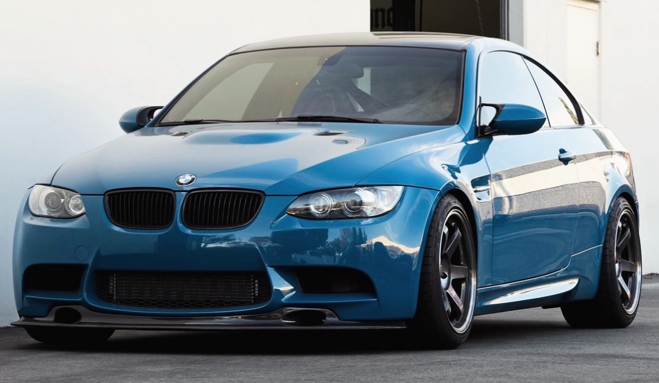 Modified BMW E92 M3 with Pom Performance carbon fiber parts.