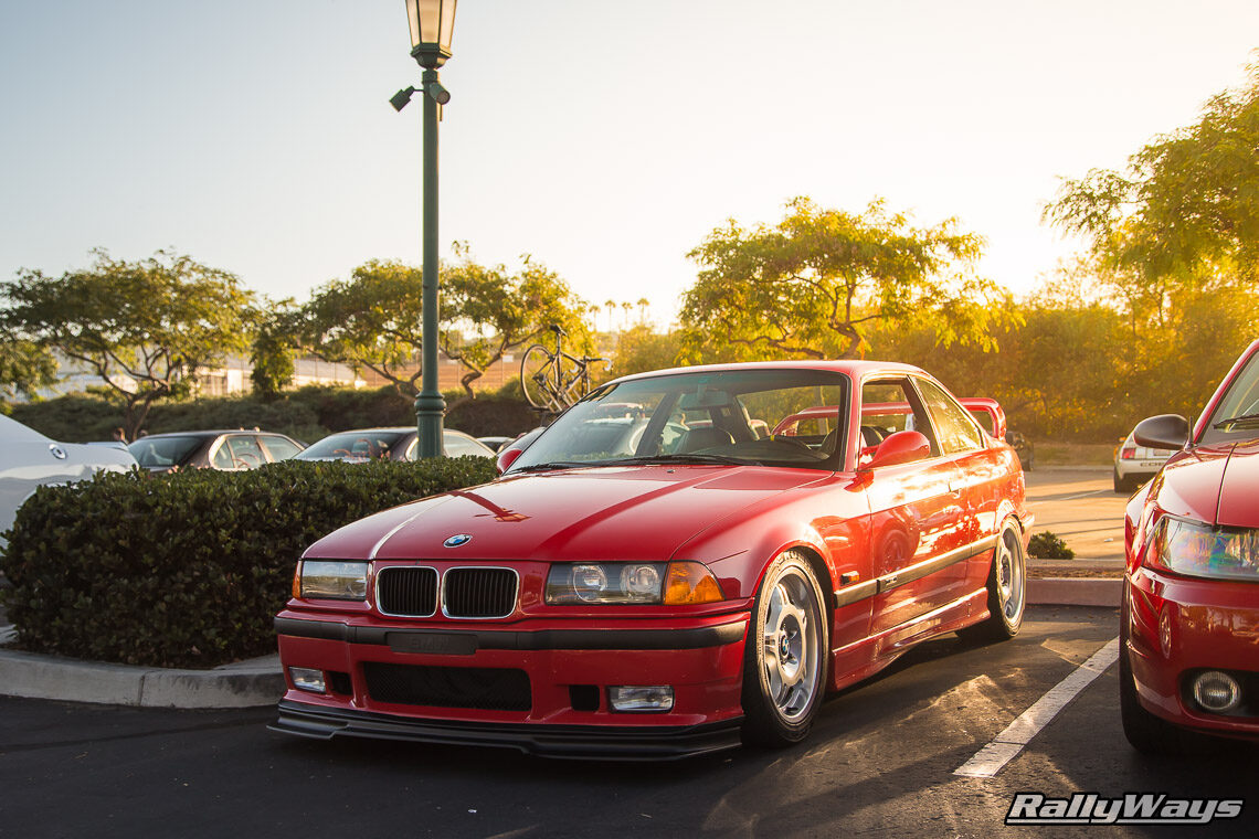 modified bmw e36 m3 red lowered suspension coilovers