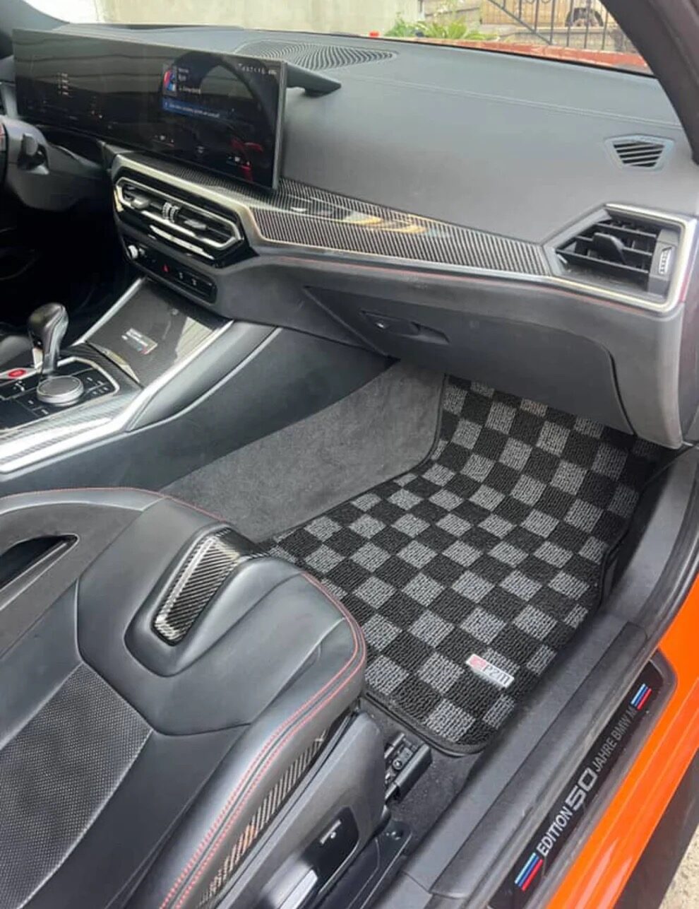 checkered floor mats tile Racecar flag race flags bmw interior mods bmwmpower247 f80 g80 e90 e92 f82 g82