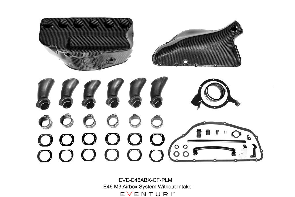 eventuri airbox intake bmw e46 m3 pricing cost carbon fiber e46m3 air box intakes snorkel IND 