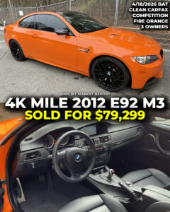 fire orange bmw e92 m3 sold on bring a trailer individual DCT m3list market report BAT