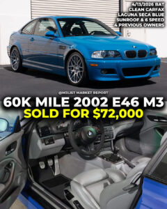 laguna seca blue bmw e46 m3 sold bring a trailer price m3list market report 6 speed manual sunroof