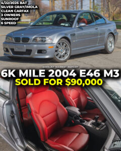silver gray bmw e46 m3 imola red interior 6 speed sunroof bring a trailer sold m3list market report price auction