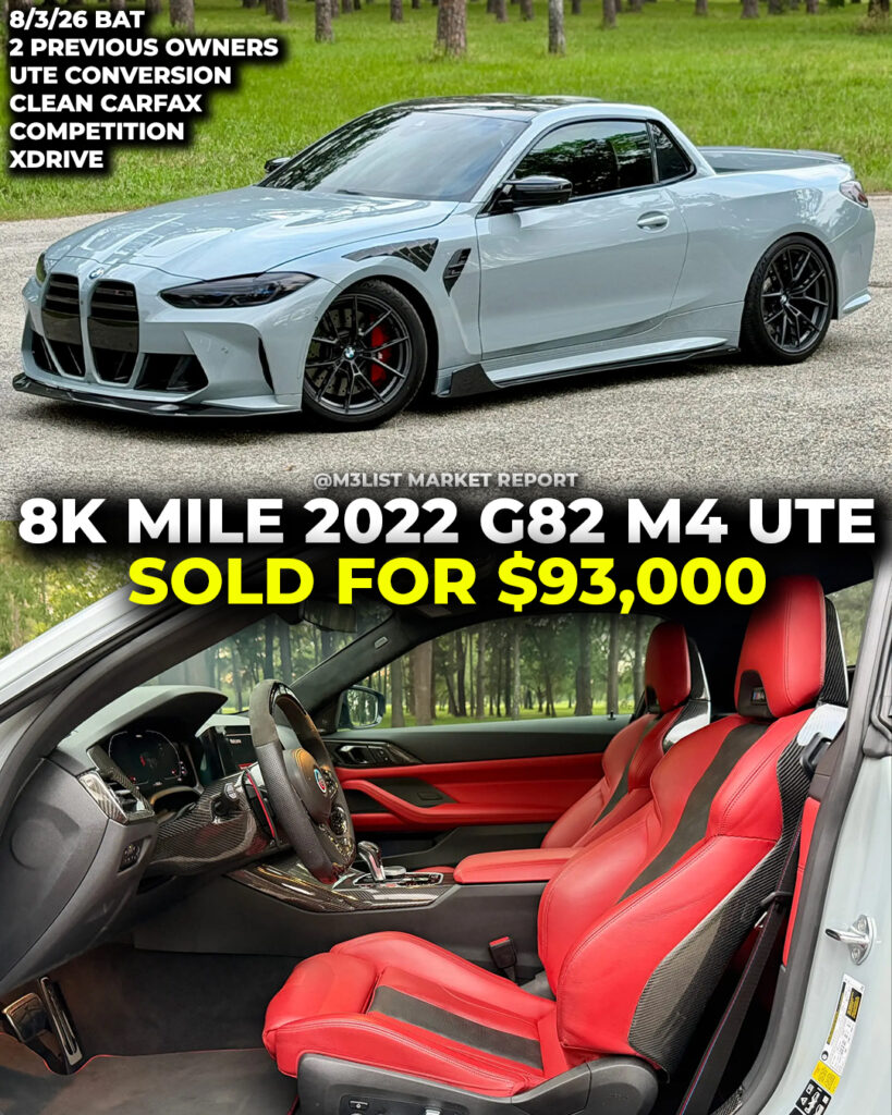bmw truck conversion ute g82 m4 bring a trailer sold auction m3list market report converted g82m4