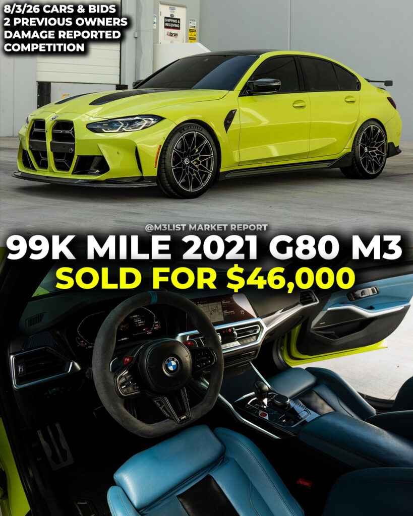 cars and bids bmw g80 m3 sold auction market report m3list