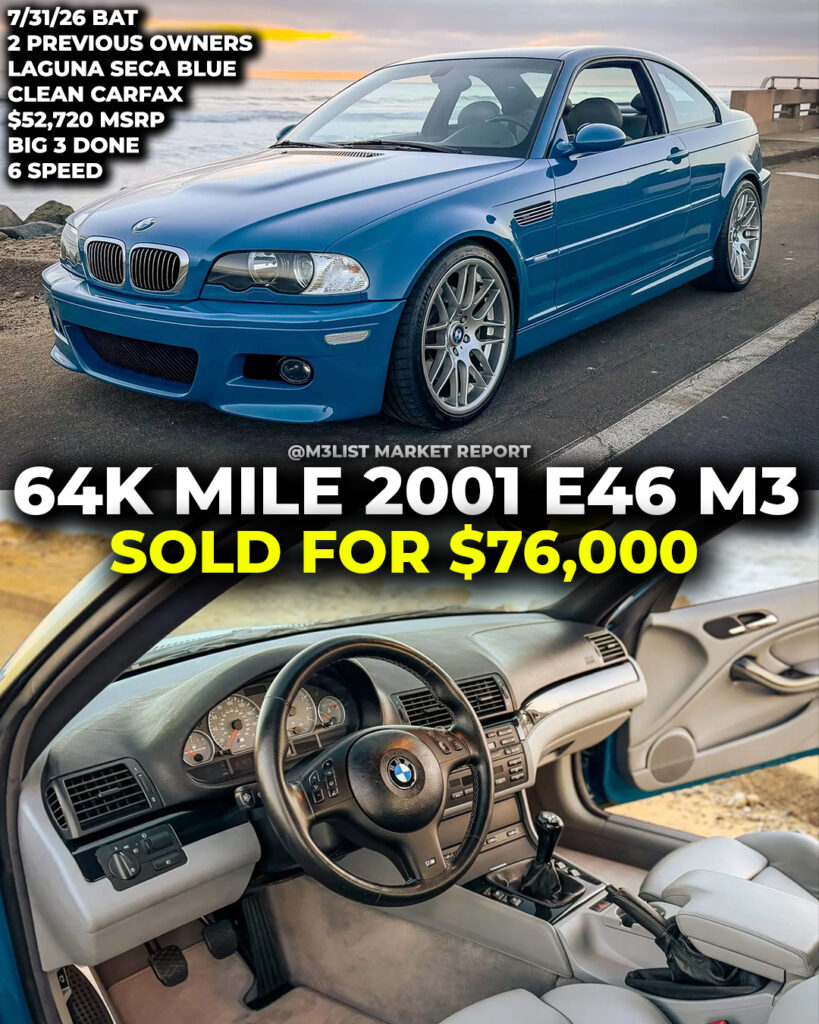 bring a trailer bmw e46 m3 laguna seca blue