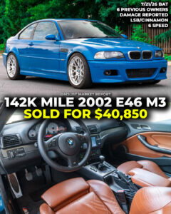 laguna seca blue bmw e46 m3 bring a trailer sold auction price pricing m3list market report cinnamon interior 6 speed apex wheels modified e46m3