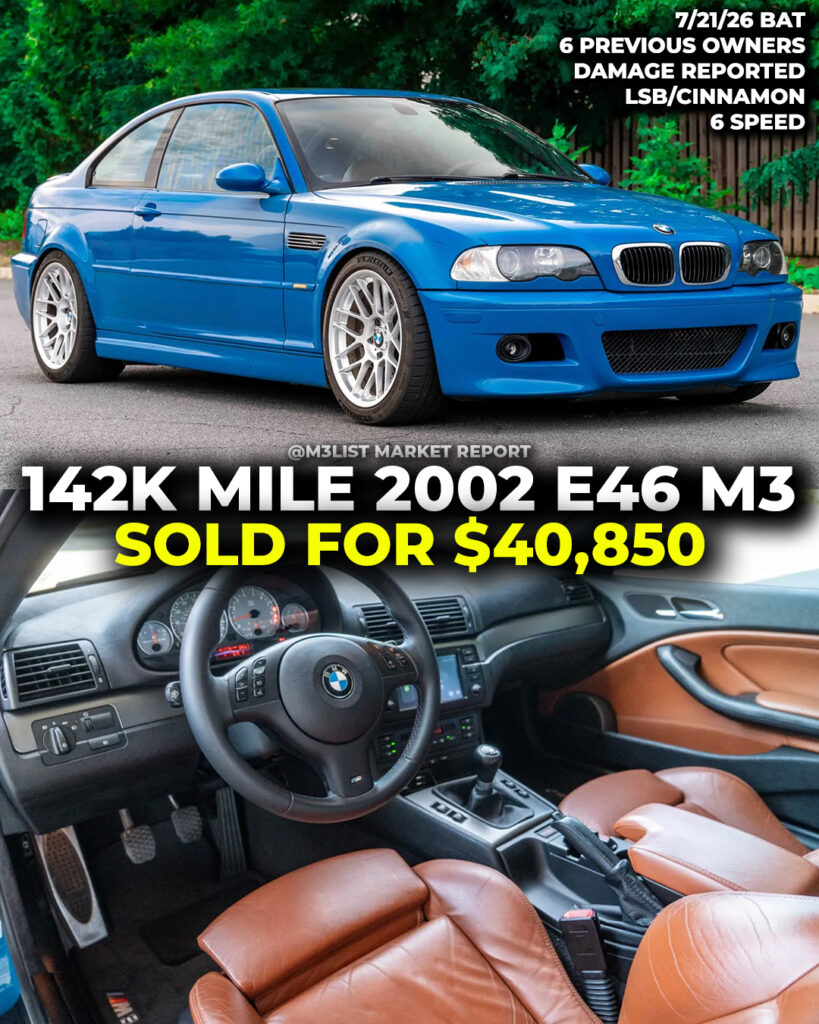 laguna seca blue bmw e46 m3 bring a trailer sold auction price pricing m3list market report cinnamon interior 6 speed apex wheels modified e46m3