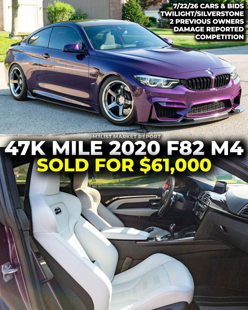 twilight purple bmw m4 cars and bids m3list market report sold auction Silverstone interior modified