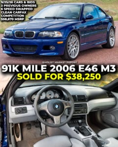 interlagos blue bmw m3 e46 competition sold on cars and bids m3list market report 6 speed swapped transmission clean carfax e46m3