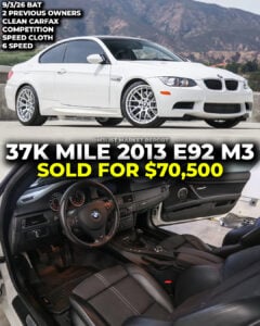 alpine white bmw e92 m3 bring a trailer m3list market report speed cloth interior 6 speed manual sold auction e92m3