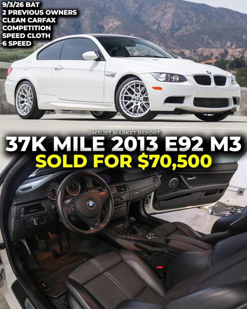alpine white bmw e92 m3 bring a trailer m3list market report speed cloth interior 6 speed manual sold auction e92m3