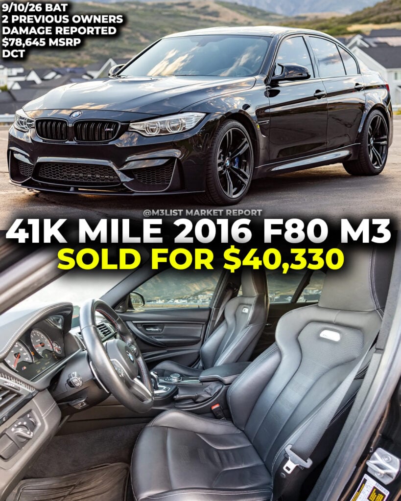 black sapphire metallic bmw f80 m3 sold on bring a trailer m3list market report dct carfax damage reported auction