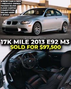 individual frozen silver bmw e92 m3 sold on cars and bids m3list market report 6 speed manual