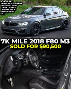 grigio telesto bmw f80 m3 dct competition individual sold on bring a trailer m3list market report auction
