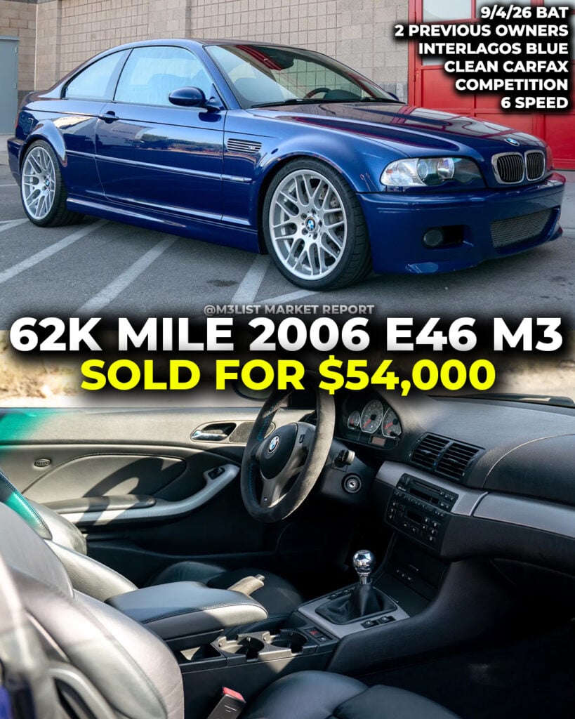 interlagos blue bmw e46 m3 competition 6 speed bring a trailer m3list market report
