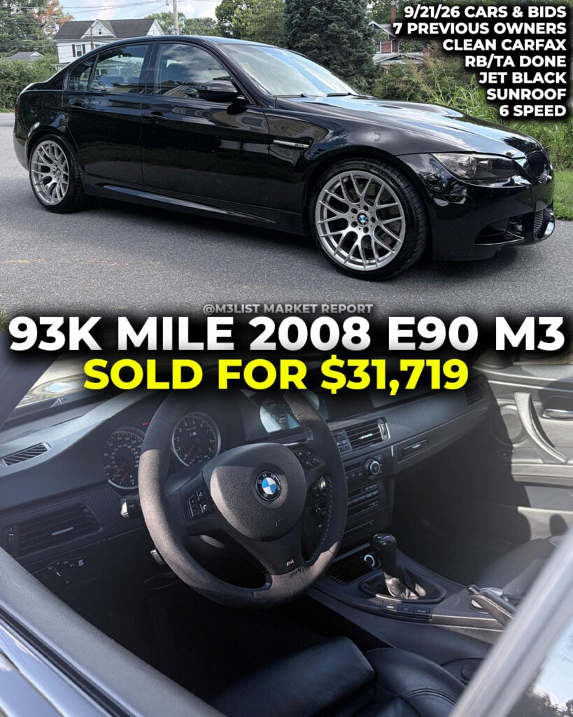 jet black bmw e90 m3 sold on cars and bids m3list market report