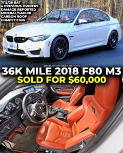 mineral white bmw f80 m3 sakhir orange interior competition sold on bring a trailer m3list market report auction carbon fiber roof